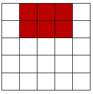 Den røde figuren er et rektangel som er 2 cm bredt og 3 cm langt.
